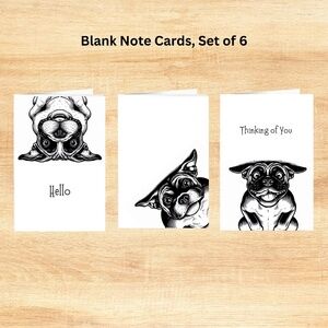 Whimsical Boxer Dog Blank Notecards with Peel and Stick Envelopes
